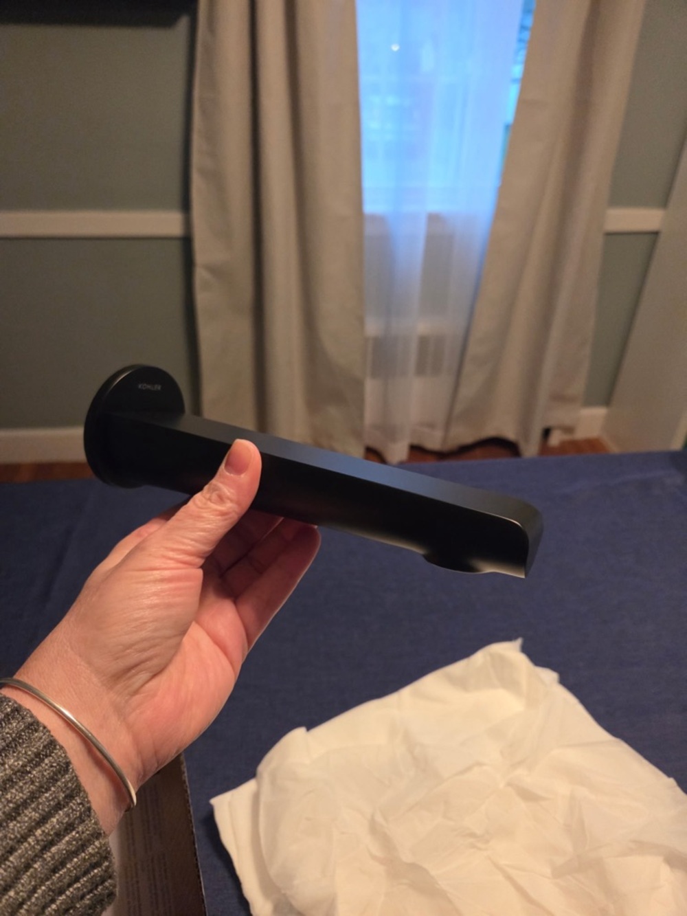 Kohler Matte Black Tub Spout - Contemporary Wall-Mount